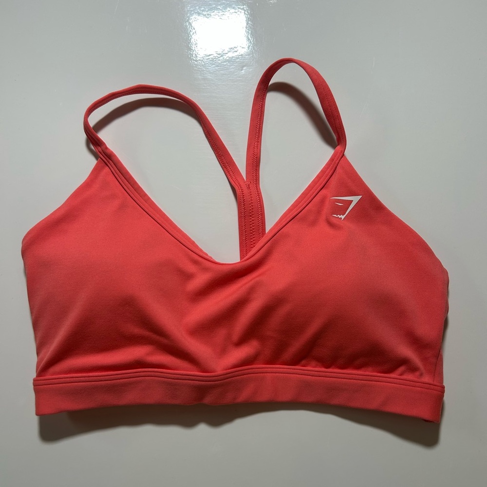 Gymshark Coral Pink V-Neck Strappy Sports Bra